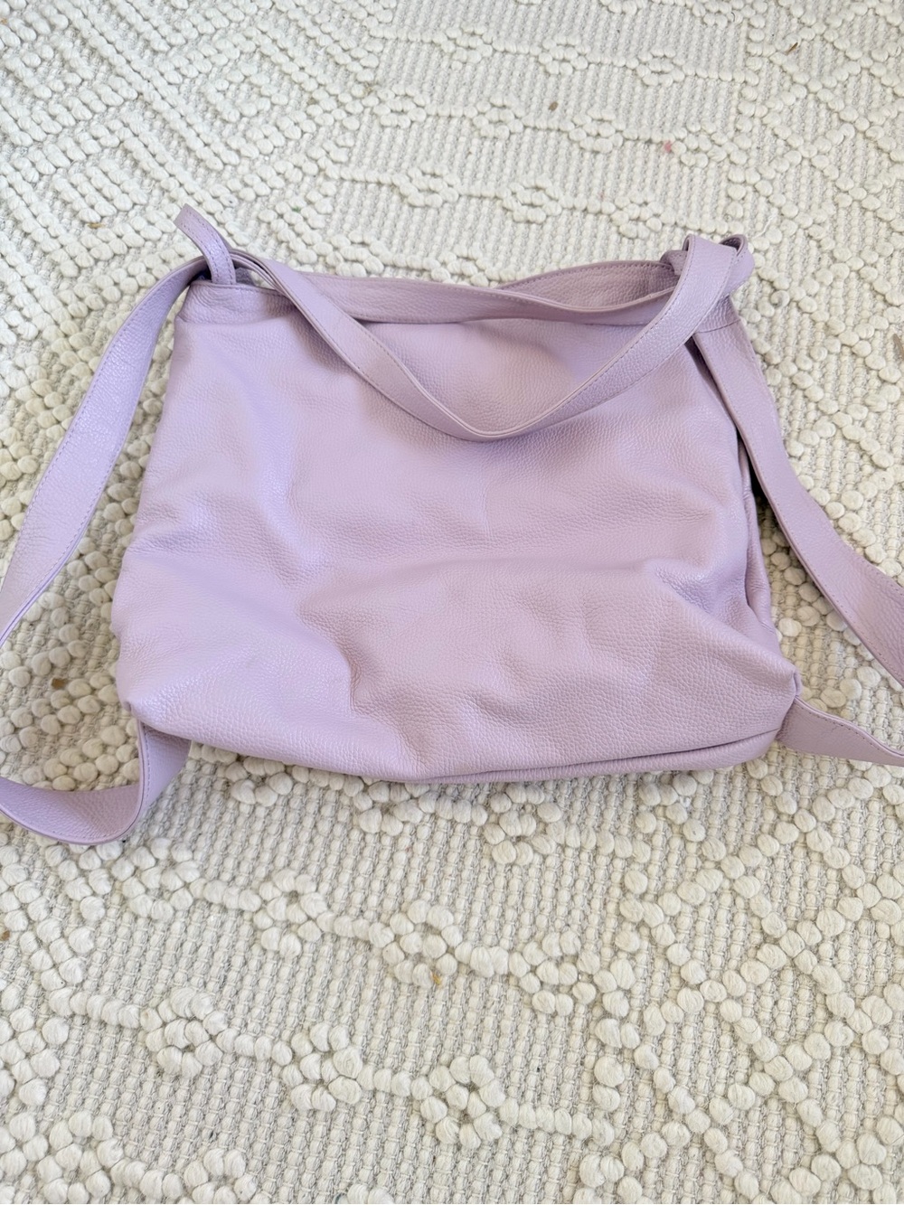 Borse in Pelle Italian Leather Lilac Lavender Hobo Shoulder Bag - Picture 2 of 5